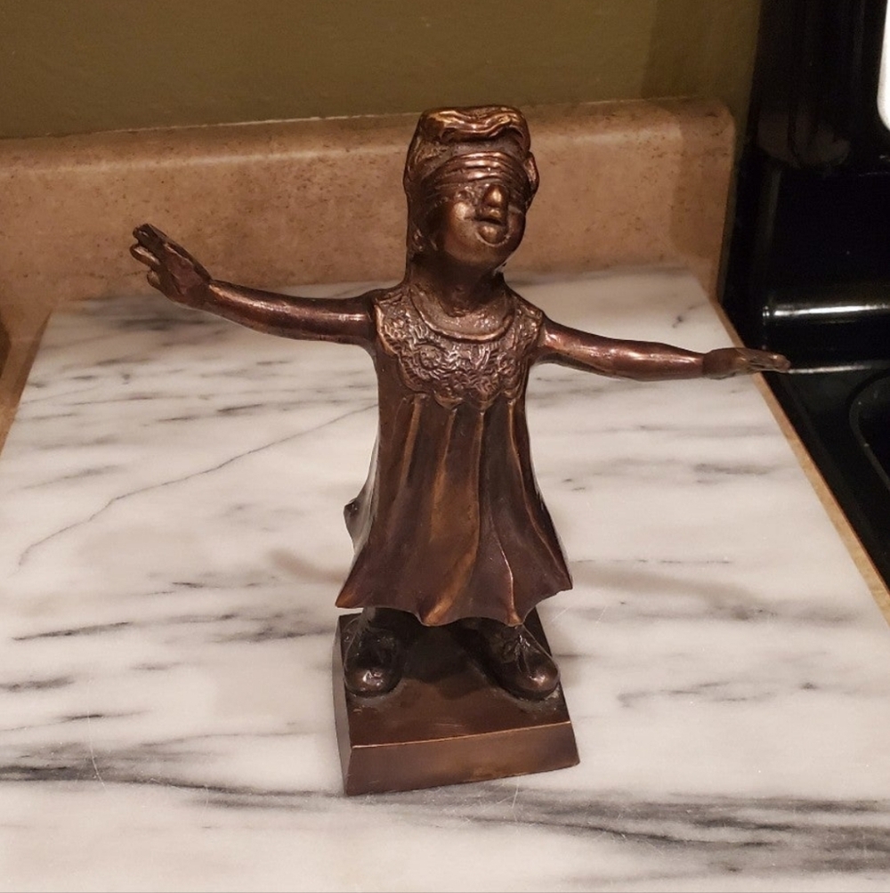 Giuseppe Ferrat Cast Bronze, " Blind Man's Bluff" Sculpture